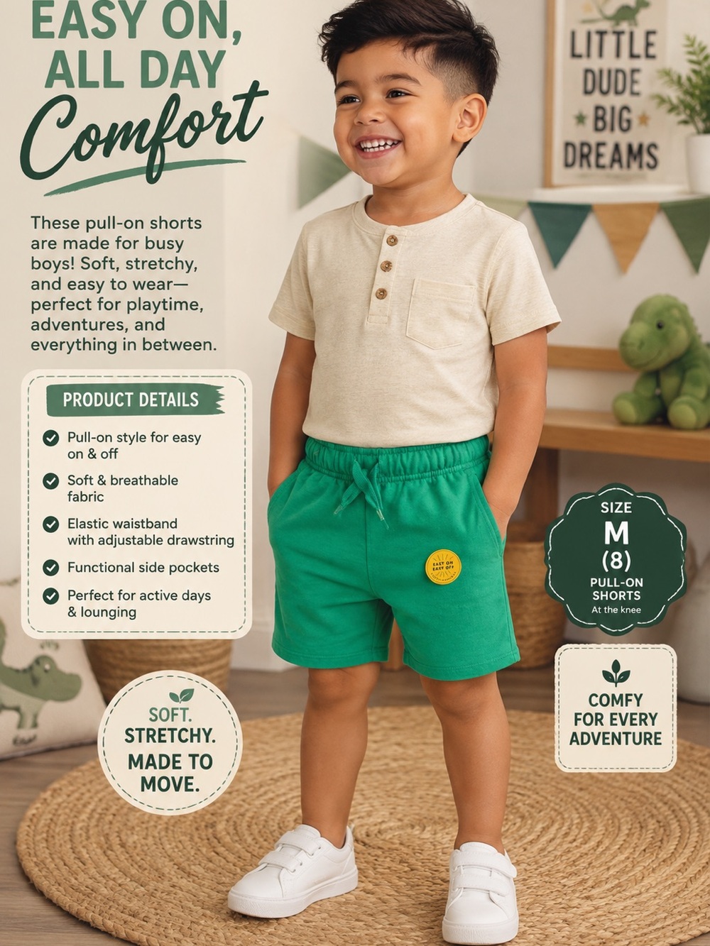 Cat & Jack Green Pull-On Shorts